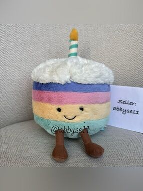 Jellycat Amuseables Rainbow Birthday Cake - Medium - Authentic - NWT - Fast Ship